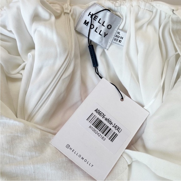 NWT Hello Molly Sunbeam Warmth Linen Blend Mini Dress White - Picture 12 of 15